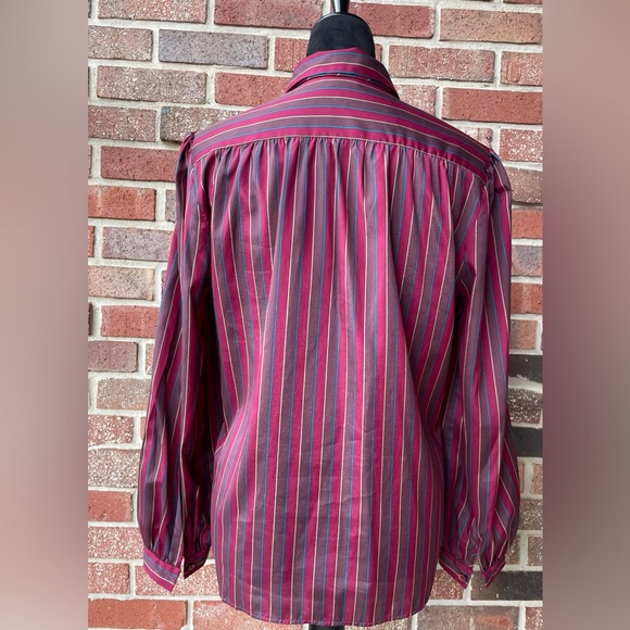 VTG James Kenrob Secretary Blouse Size 12 Womens Button Career Bow Tie - Picture 6 of 10